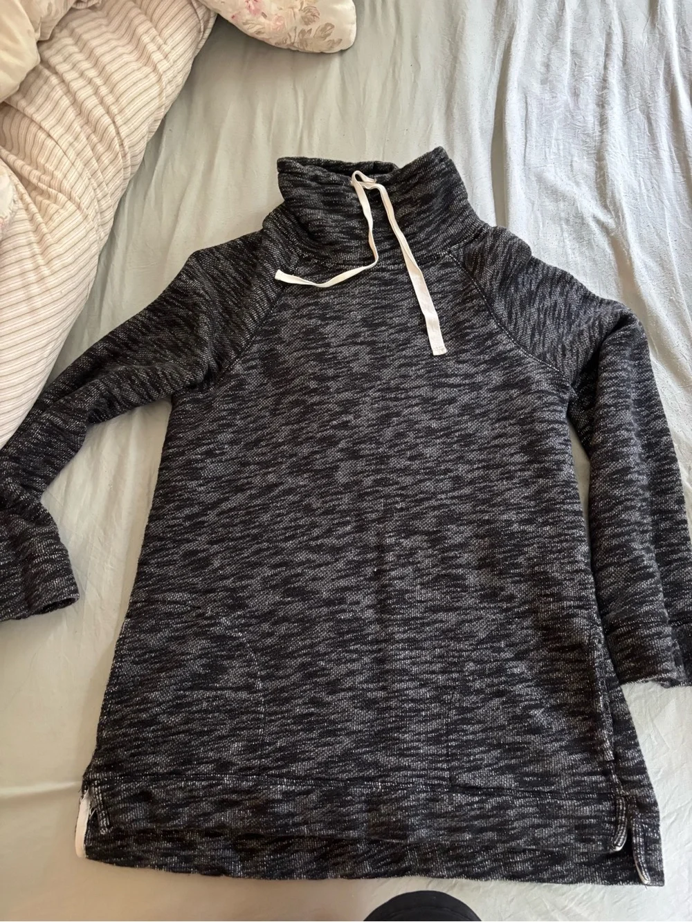 Women's J Crew Black Marled Funnel Neck Pullover Sweater